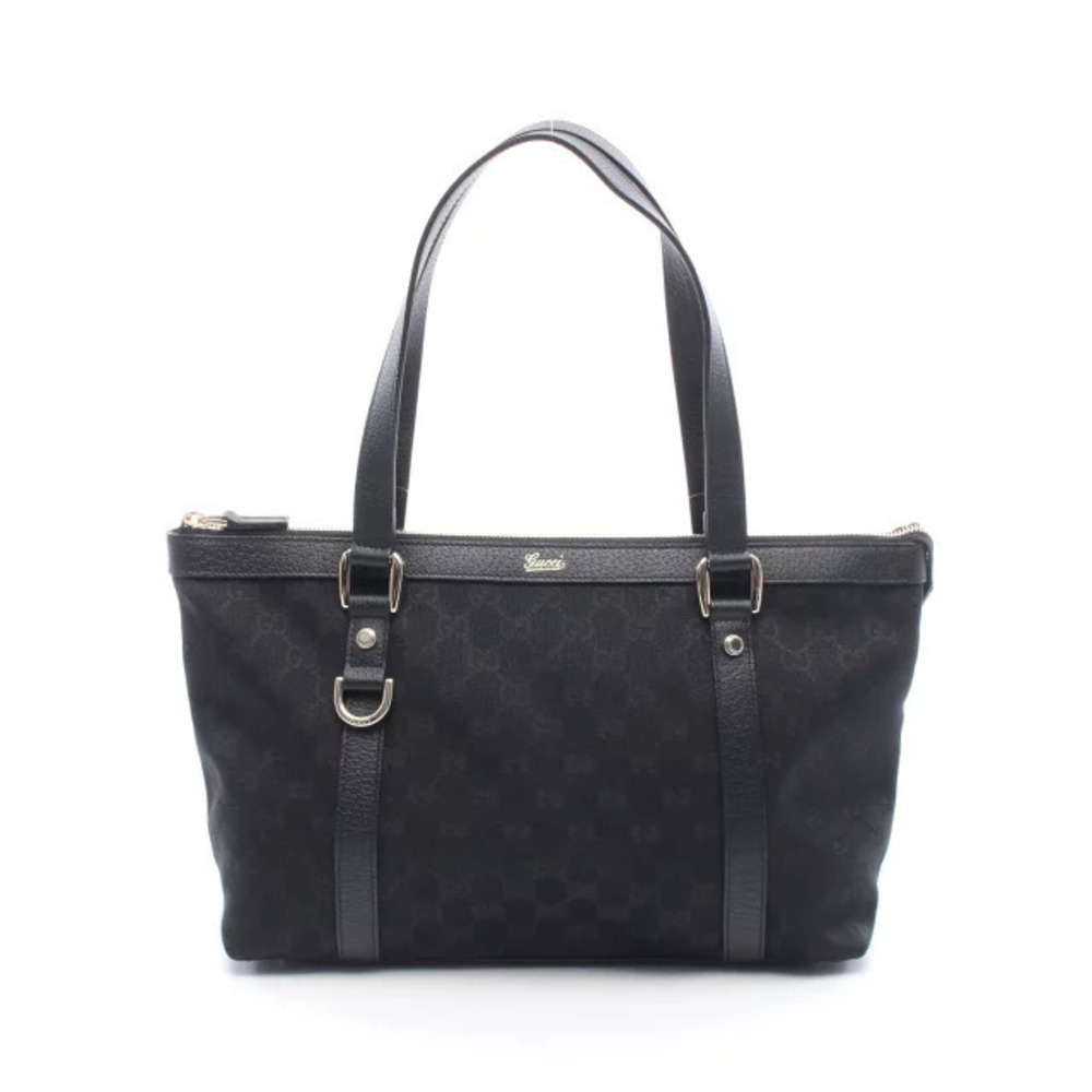 Gucci Abbey Tote Bag Canvas Leather Black